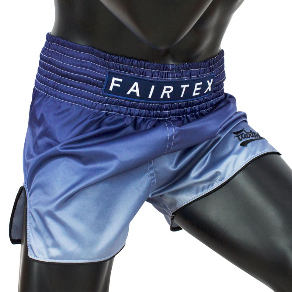 BS1905 Fairtex Blue Fade Slim Cut Muay Thai Shorts - Image 2