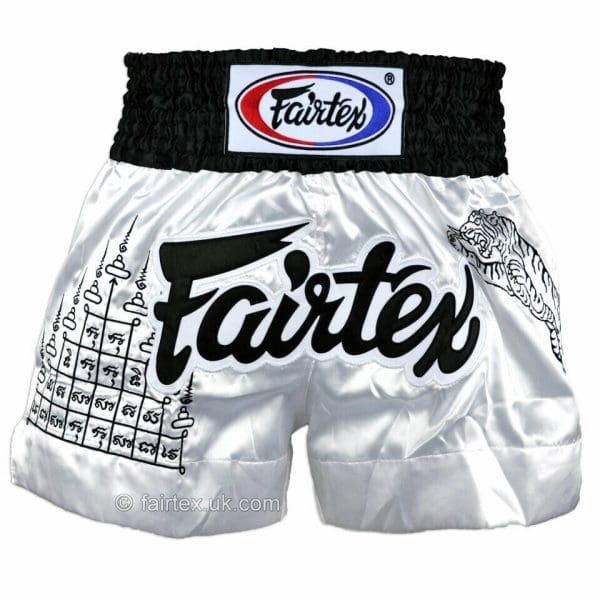 FAIRTEX BS0637 SUPERSTITION WHITE MUAY THAI SHORTS